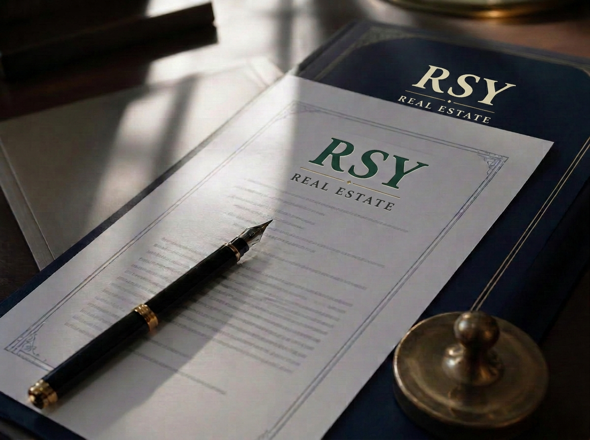 Closing documents and a pen on a desk, shallow depth of field