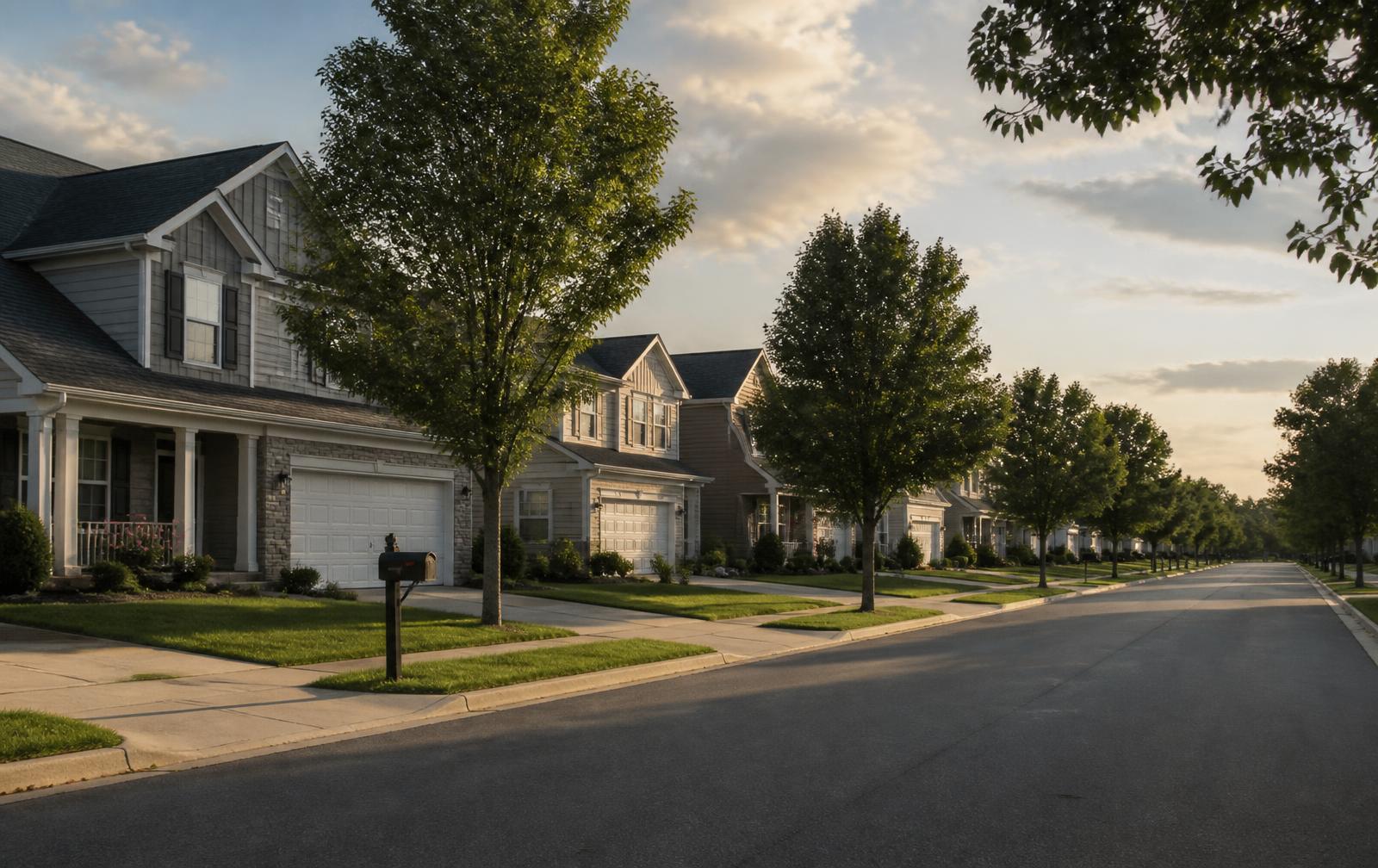 An ordinary occupied single-family home in Indiana seen from the sidewalk